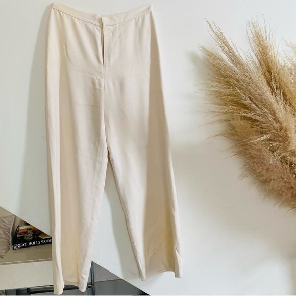 VINTAGE RALPH LAUREN Cream White High Rise Button Wide Leg Flare Trouser Pants 8 - Picture 6 of 8